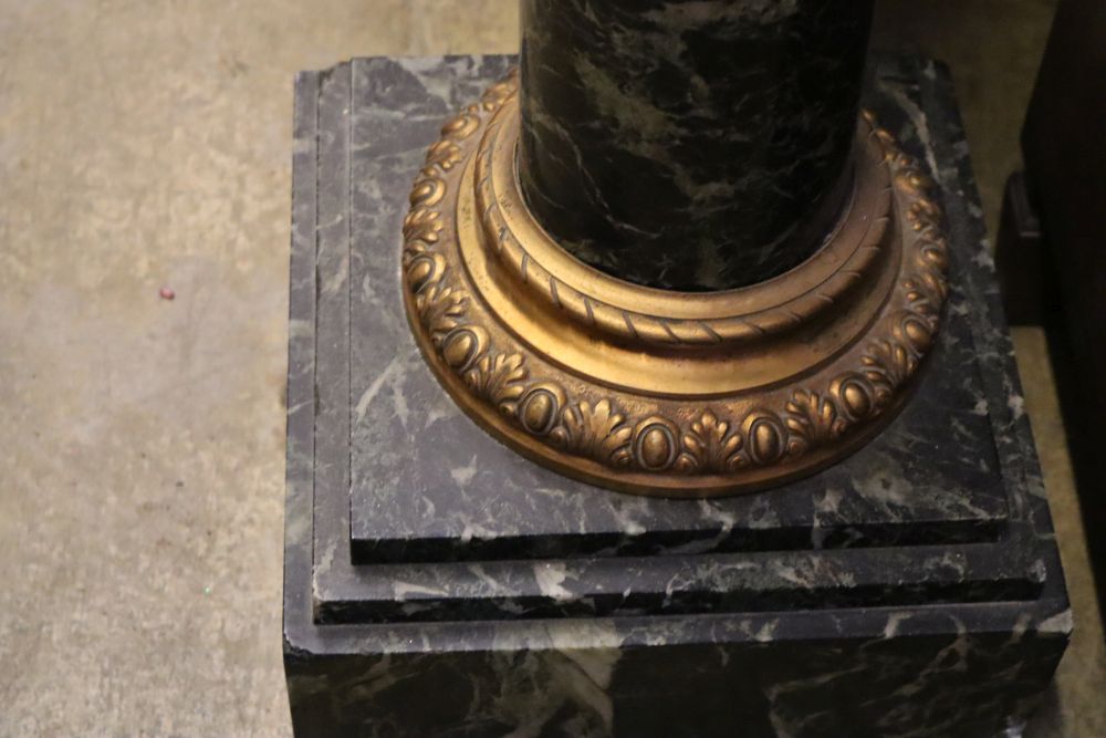 An early 20th century gilt metal mounted marble pedestal, height 107cm